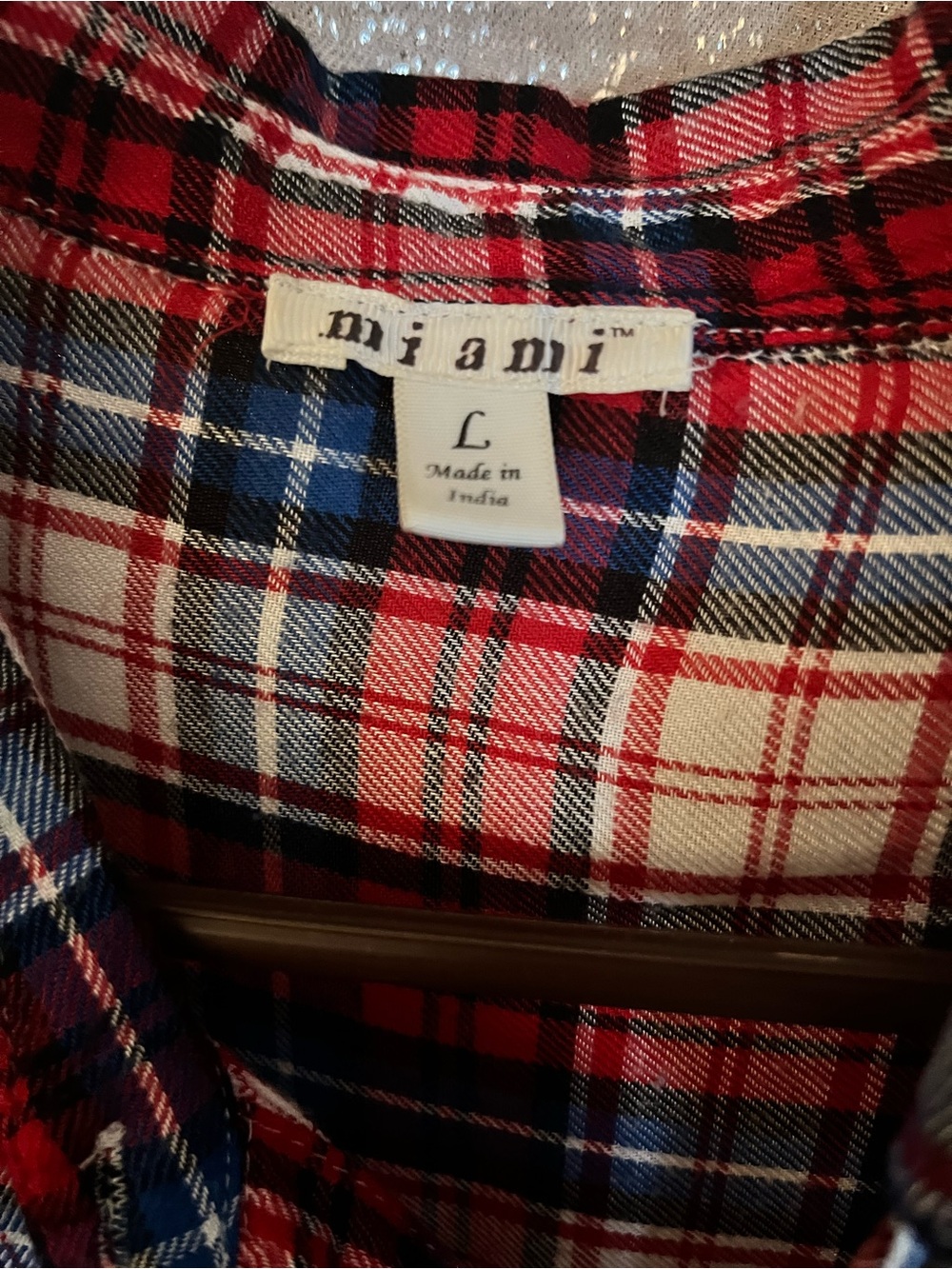 miami Red, Blue & White Plaid Button-Down Shirt